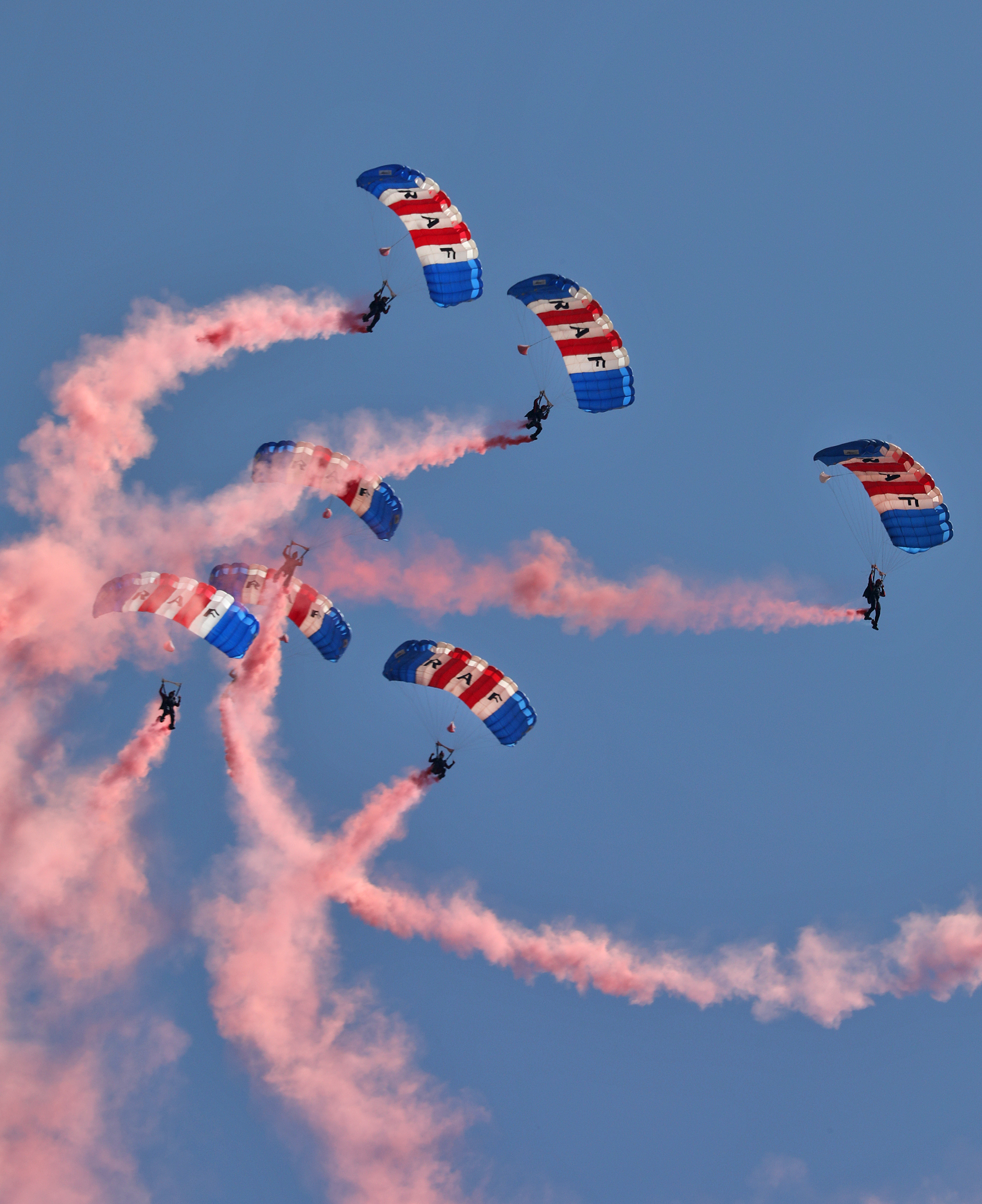 With the Royal Air Force Puma flying high in the sky, the Royal Air Force Falcons Parachute Display Team performed their spectacular aerial display in Cyprus for military personnel and their families based on the island.